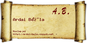 Ardai Béla névjegykártya